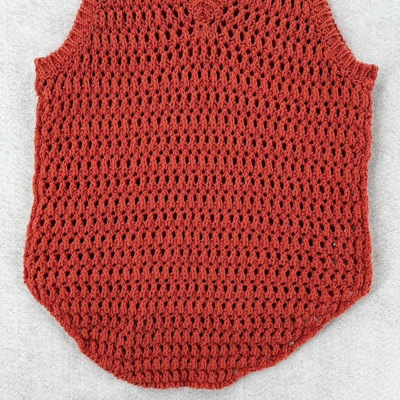 Free People FP Beach Tank Top Womens SMALL Orange Sleeveless Crochet Knit - Picture 4 of 13